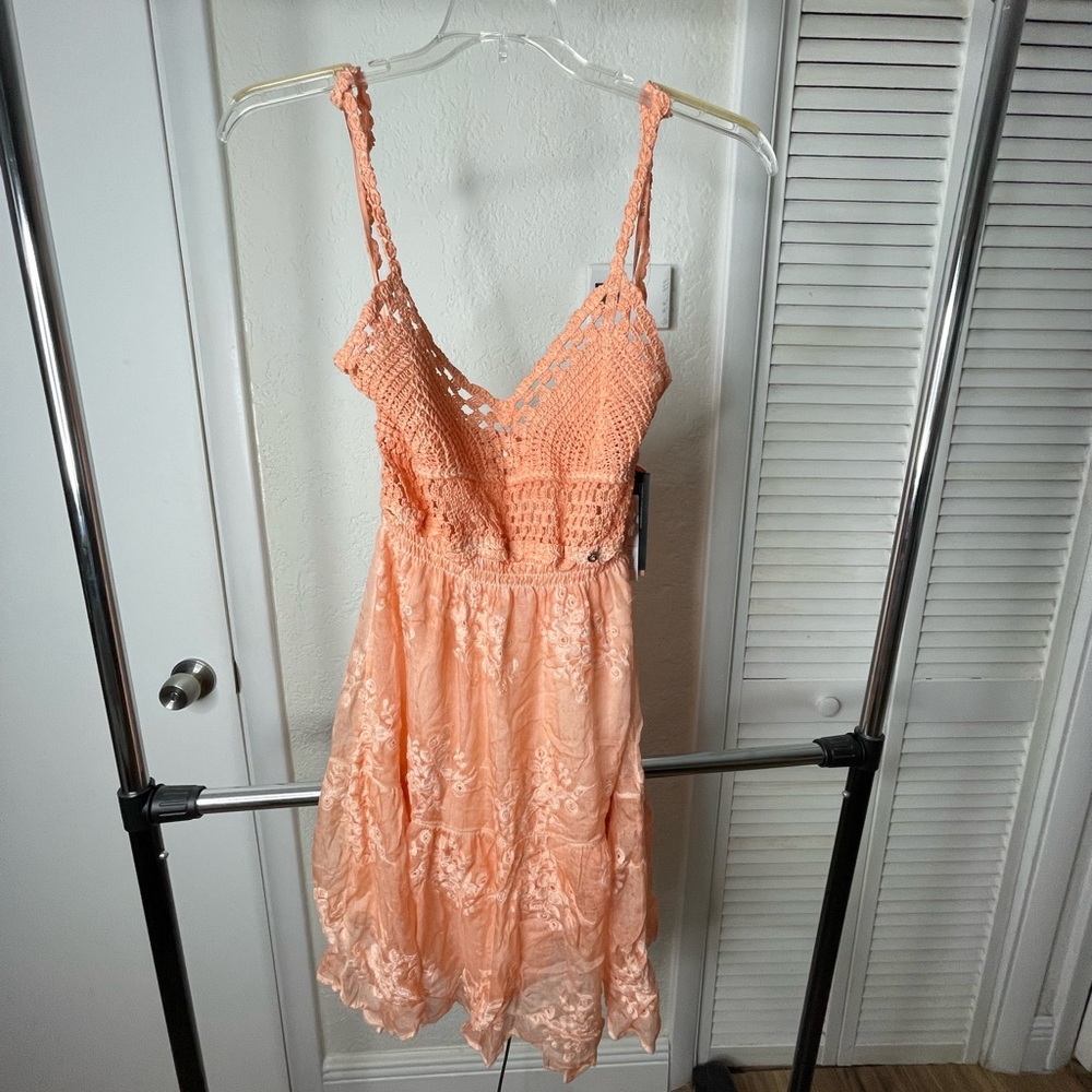 Guess Orange Spaghetti Strap Sundress Midi